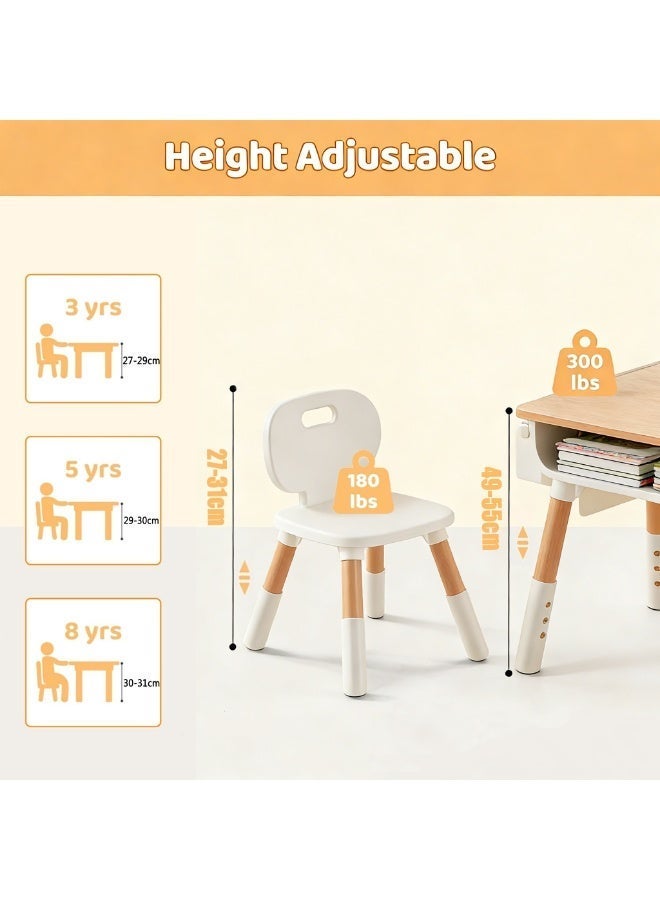 XICEN Kids Table with 2 Chairs Set, Height-Adjustable Toddler Desk and Chairs, Non-Slip Toddler Activity Table with Drawing Paper & Storage Basket, Ideal for Classrooms/Daycare/Home Use, Multifunctional Activity Table for Children - Image 5